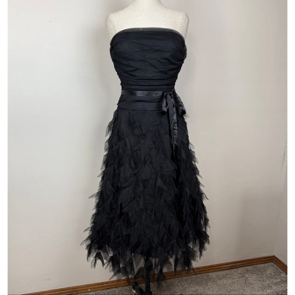 Fredericks of Hollywood Strapless Dress Women 6 Black Fairy Cocktail Party HoCo